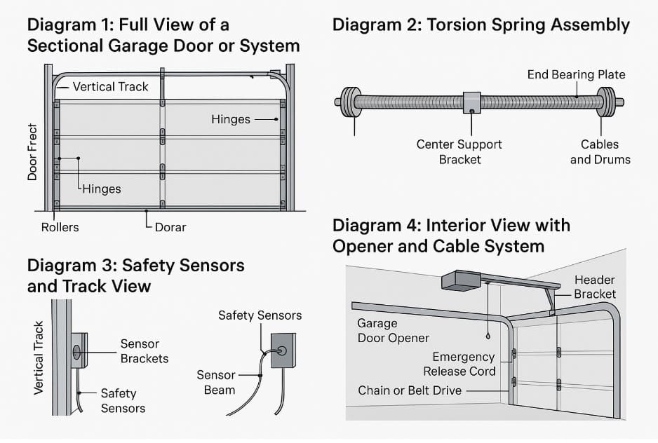 parts of a garage door system diagram
