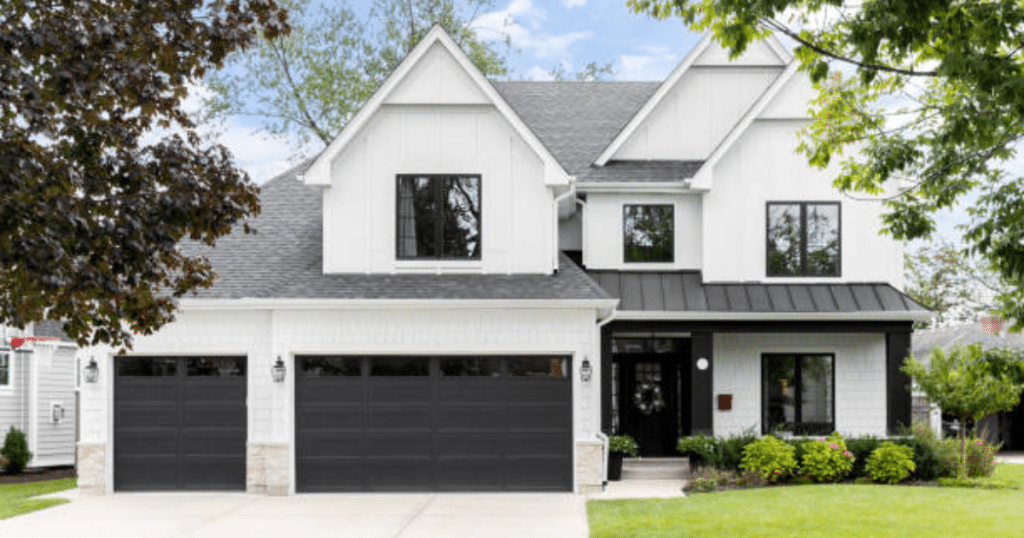black and white house exterior