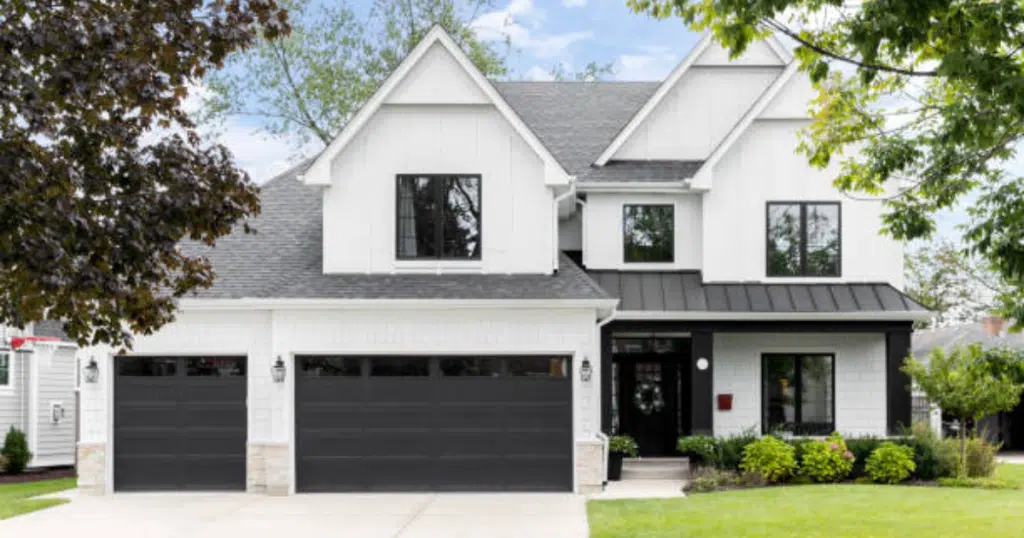 black and white house exterior